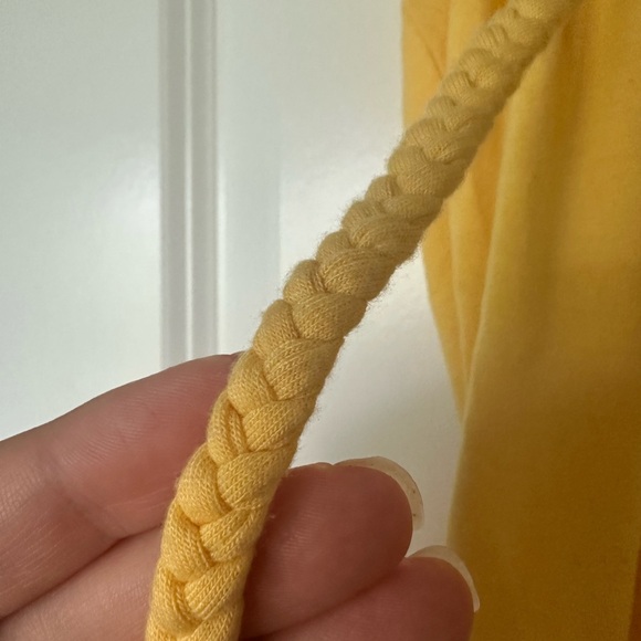 Yellow Scoop Neck Blouse with Braided Ties. Size small. - Picture 3 of 6